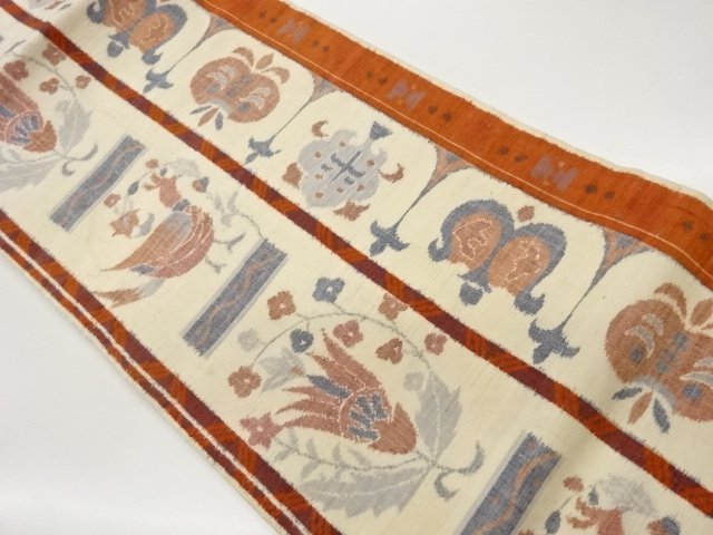 JAPANESE NAGOYA OBI / TSUMUGI / WOVEN FLORAL PLANTS